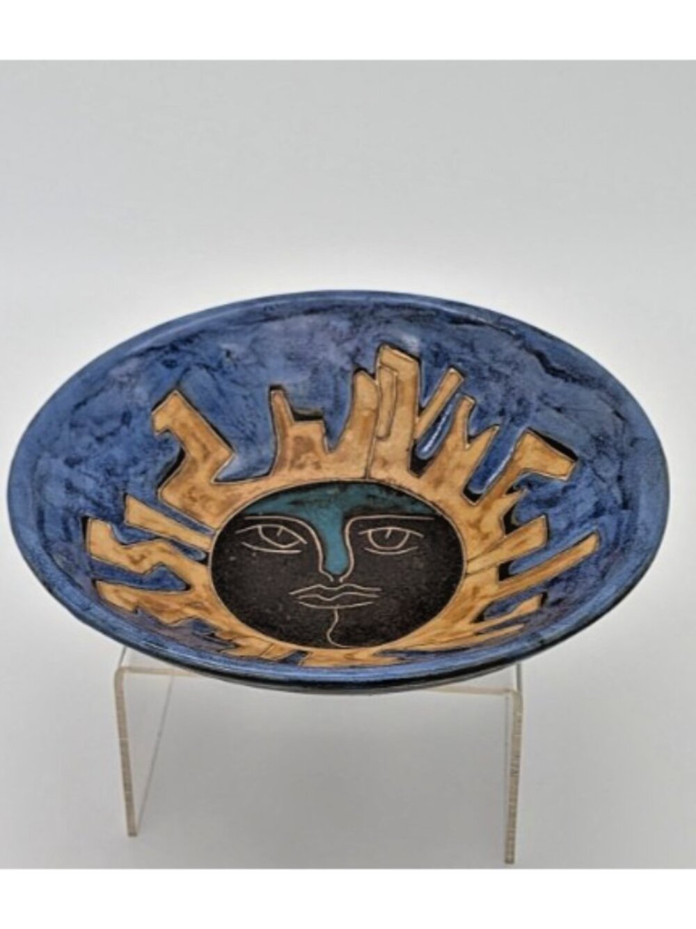 Design Mara Mexico Stoneware Pottery Bowl 8” Shallow sun moon celestial Handmade